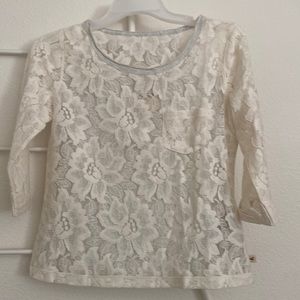 Hollister Crochet Shirt Top Cream & Gray SZ S NWOT